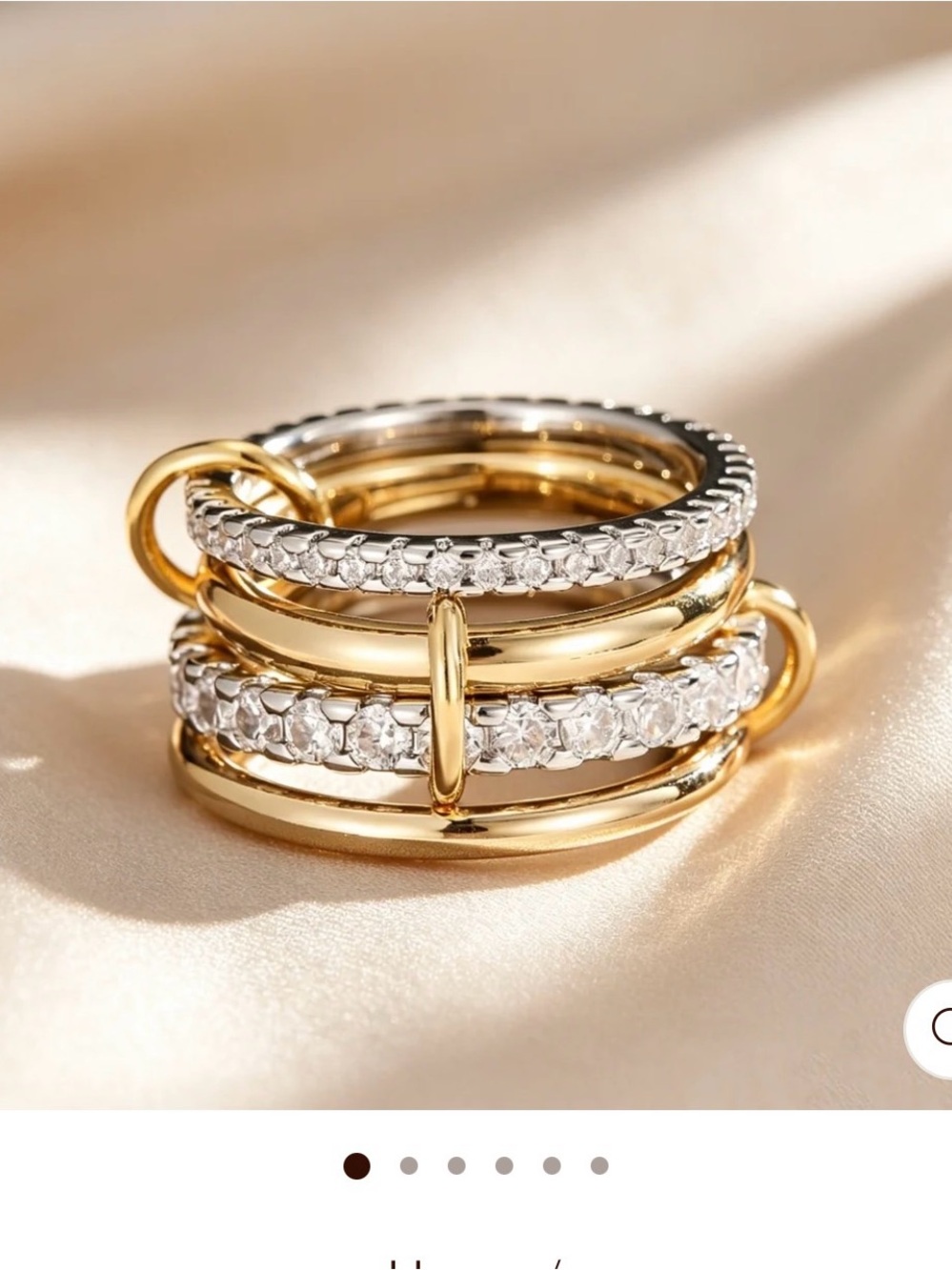Gold and Silver Crystal Stackable Rings - Elegant Women's Jewelry